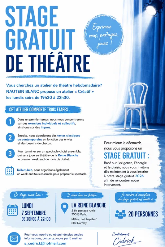 Couverture — Stage gratuit le lundi 7 Septembre