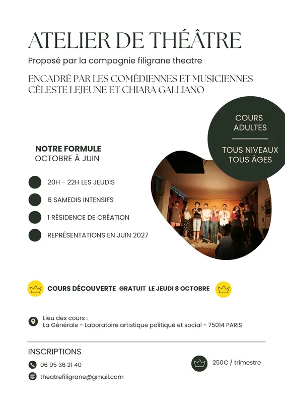 Couverture — Filigrane théâtre ouvre son atelier collectif !