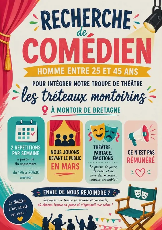 RECHERCHE COMÉDIEN HOMME - Les Tréteaux Montoirins